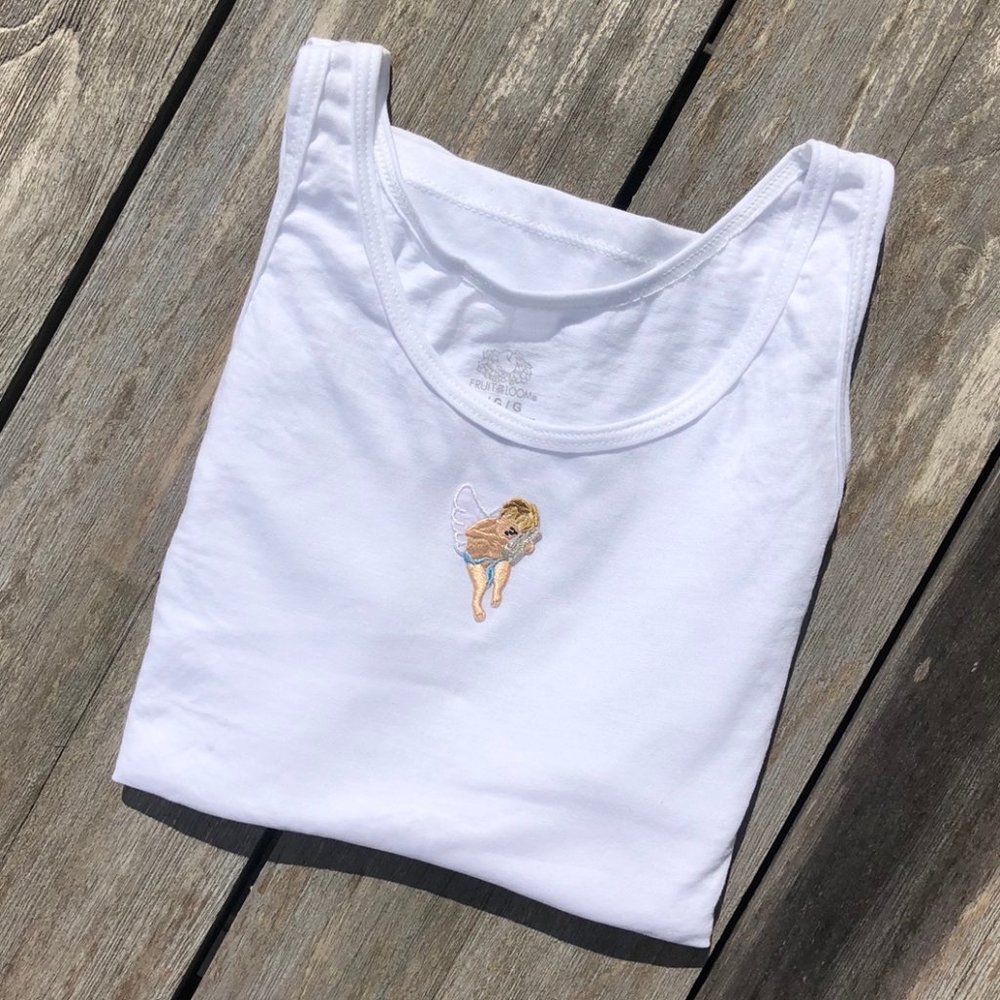 Angel / Cherub Embroidery Tank Top
